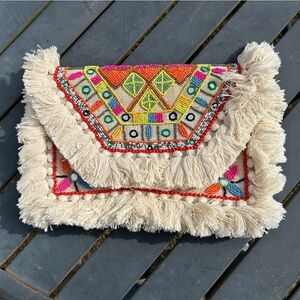 Sassy Jones Beaded Fringe Clutch / Purse